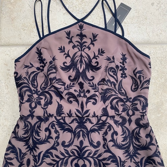 BCBG Maxazria Halter Dress  Embroidered Lavender/Blue  Size 8 New With Tags - Picture 2 of 7